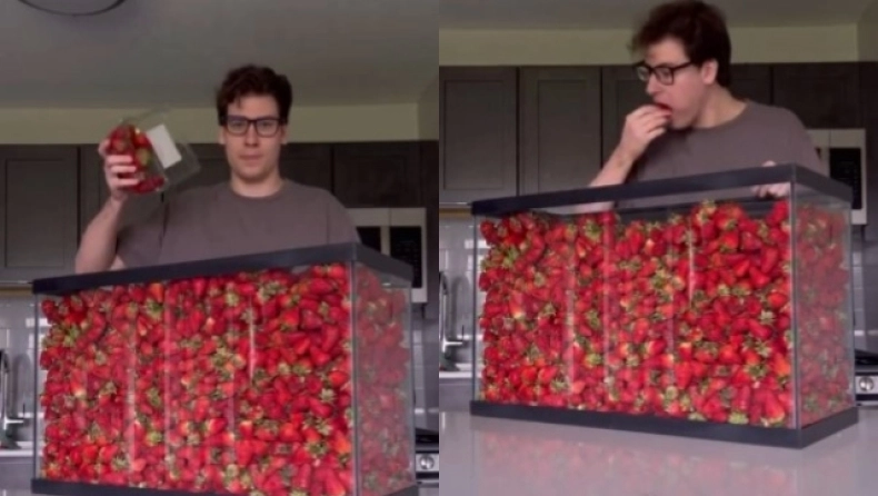 Τύπος έφαγε 100 λίτρα φράουλες και δίχασε το διαδίκτυο
