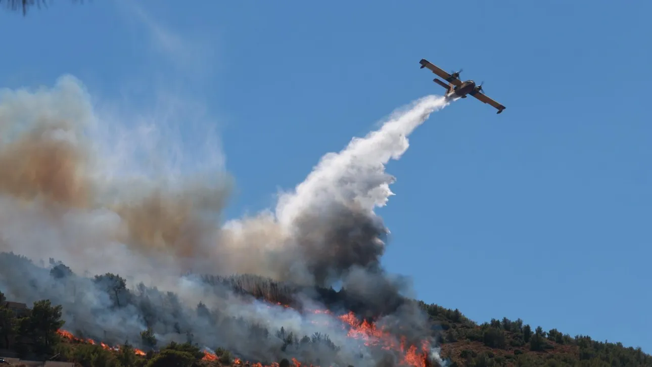 Φωτιά σε δασική έκταση στη Θάσο – Προκλήθηκε από κεραυνούς