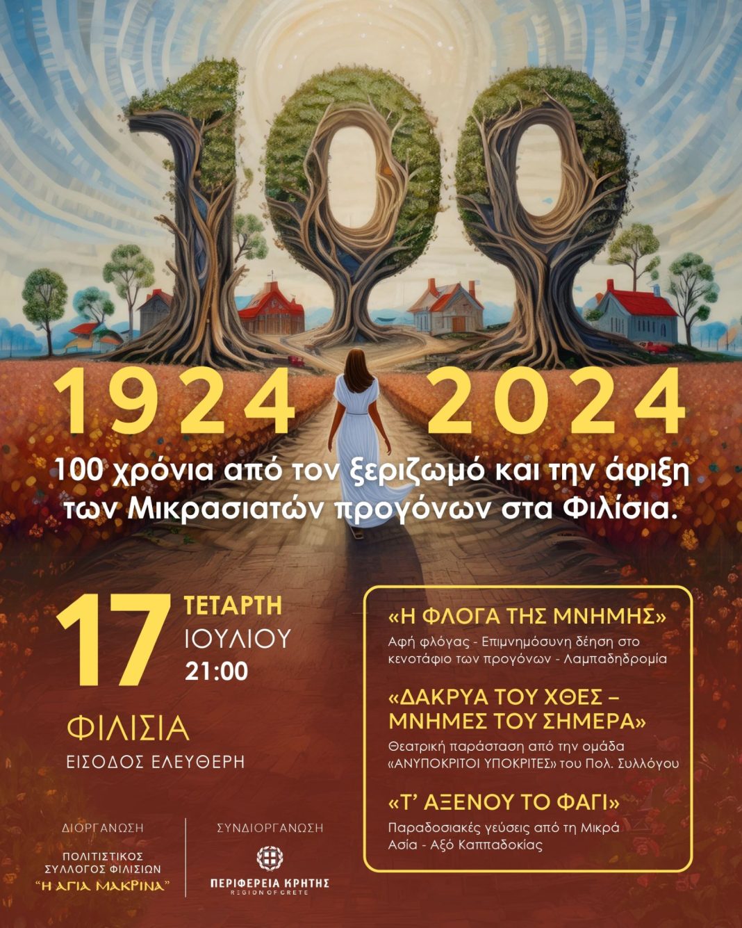 Εκδηλώσεις στα Φιλίσσια για τα 100 χρόνια από τον ξεριζωμό Μικρασιατών