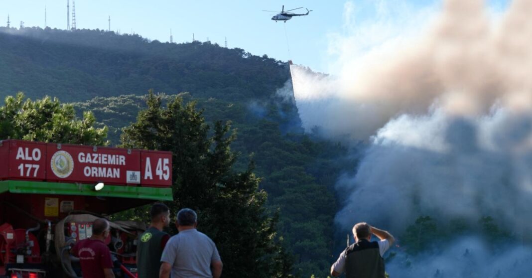 Με εναέρια μέσα συνεχίζεται η μάχη με τις φλόγες στη Σμύρνη - Δεν απειλούνται πλέον οικισμοί