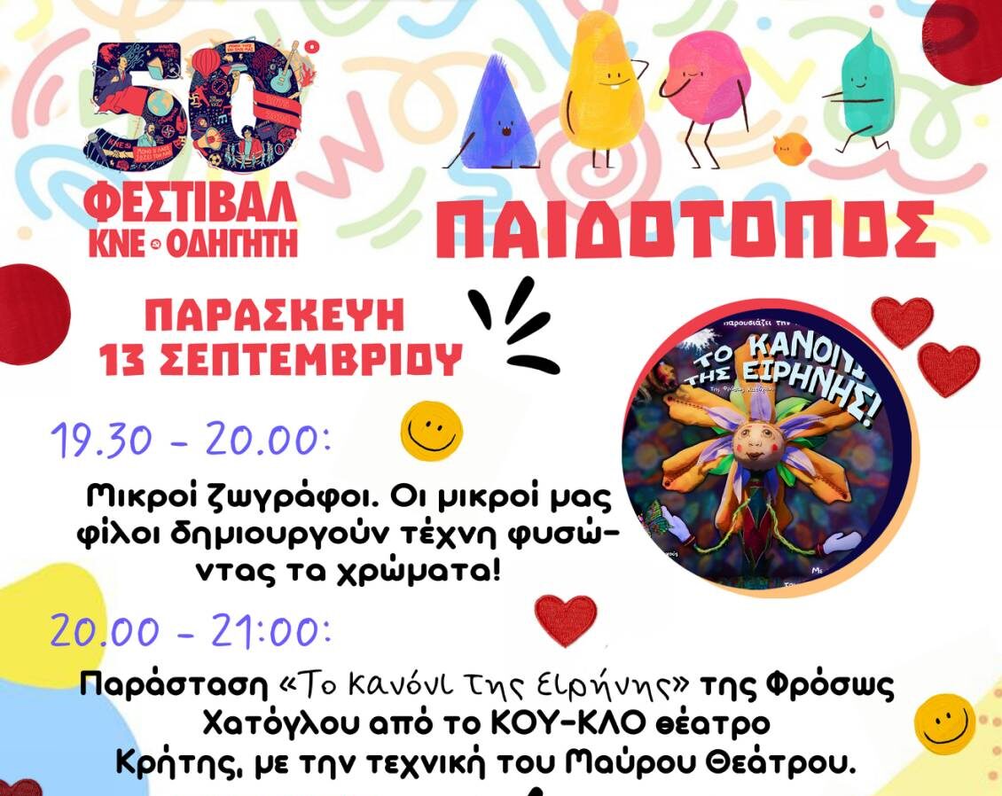 50ο Φεστιβάλ ΚΝΕ-ΟΔΗΓΗΤΗ: Πλόυσιο πρόγραμμα στον χώρο του Παιδότοπου