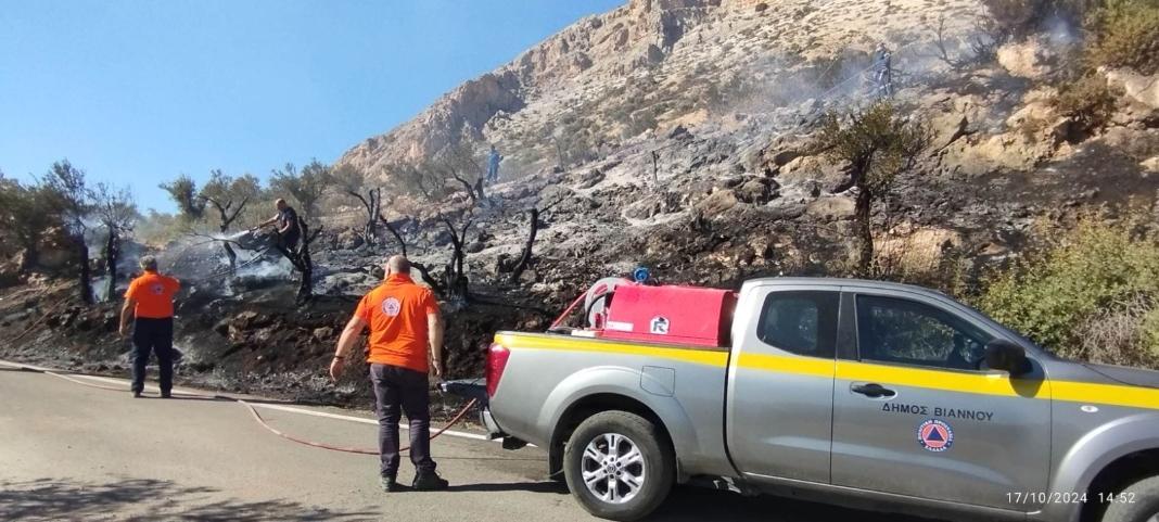 Ηράκλειο: Συναγερμός στην Πυροσβεστική για φωτιά σε χορτολιβαδική έκταση