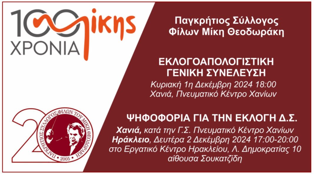 Εκλογές στον Παγκρήτιο Σύλλογο Φίλων Μίκη Θεοδωράκη