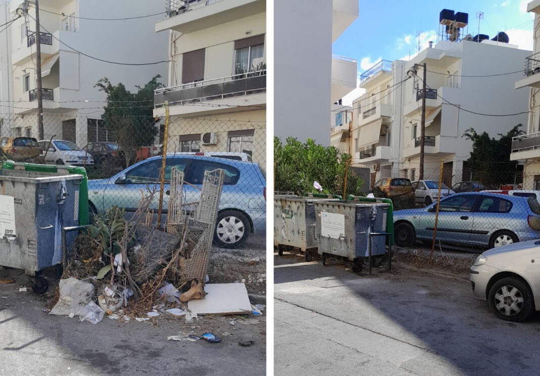 Ηράκλειο: Σωροί από κλαδιά δίπλα σε κάδους – Κίνδυνος ενόψει βροχοπτώσεων