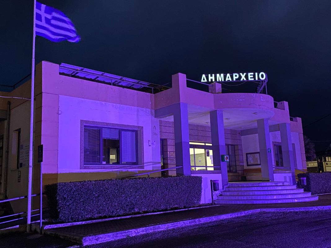 Φωταγώγηση του Δημαρχείου Πλατανιά στο Γεράνι για την Παγκόσμια Ημέρα Ευχής