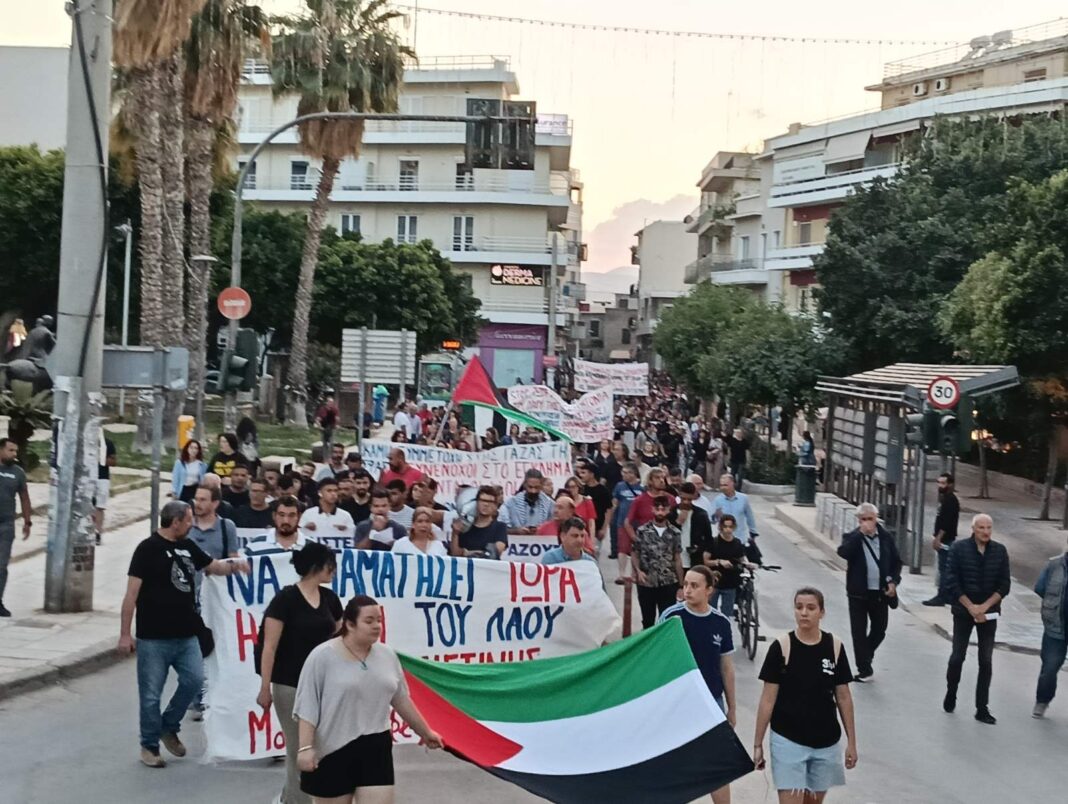 Πλήθος κόσμου στο συλλαλητήριο για την Παλαιστίνη