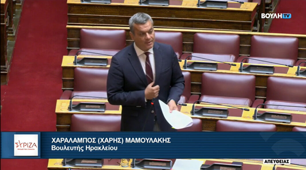 Την άμεση ανάγκη τροποποίησης του ρυθμιστικού πλαισίου για τις Βι.Πε. ζητάει ο Χάρης Μαμουλάκης