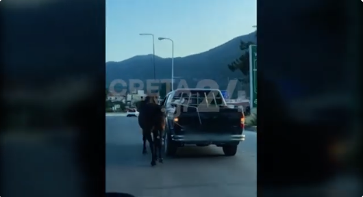 Hράκλειο: Οδηγός έδεσε άλογο με σχοινί και το έσερνε με αγροτικό (βίντεο)