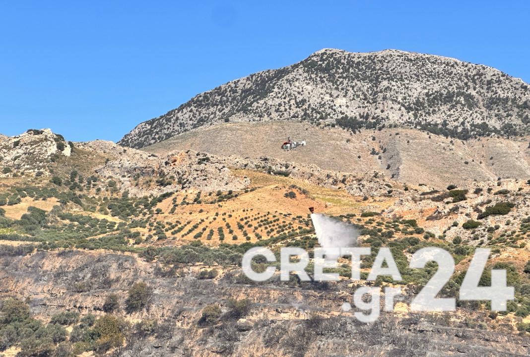Φωτιά στις Ασίτες Ηρακλείου: 100 πυροσβέστες και ελικόπτερα στη «μάχη» με τις φλόγες (εικόνες & βίντεο)