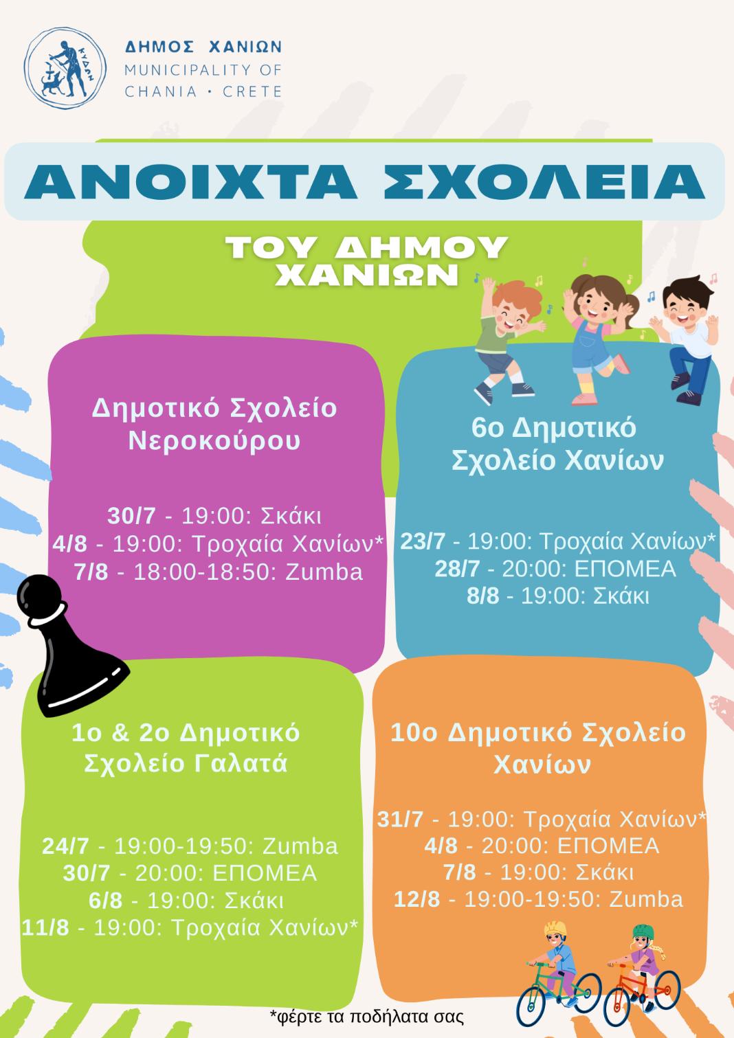 Τα «Ανοιχτά Σχολεία» του Δήμου Χανίων γεμίζουν δράσεις για τα παιδιά και τις γειτονιές μας