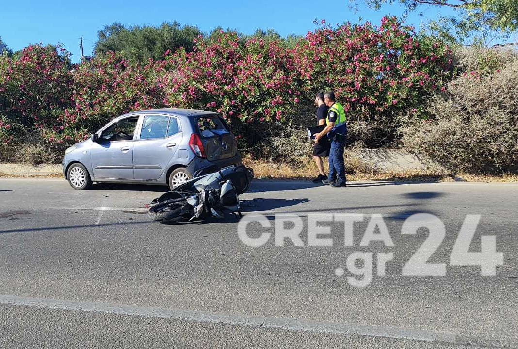 Kρήτη: Αυτοκίνητο συγκρούστηκε με δίκυκλο – Τραυματίστηκαν 20χρονη και 33χρονος