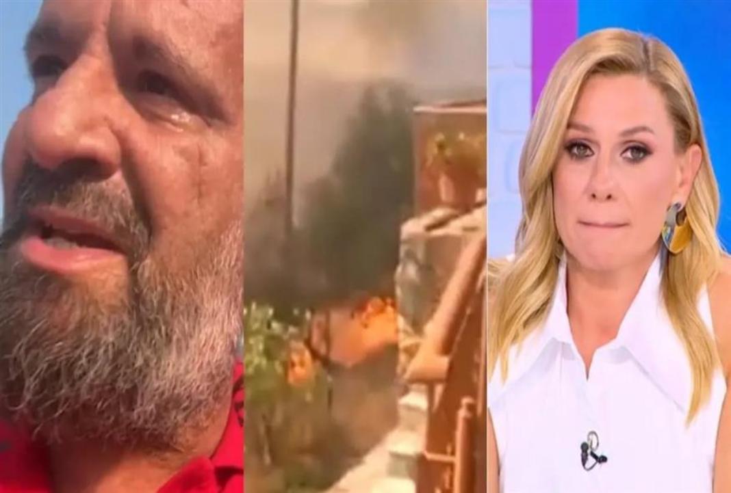 «Λύγισε» ο Γρηγόρης Μπάκας στον «αέρα» – Οι φλόγες έφτασαν στο σπίτι του στην Πρέβεζα