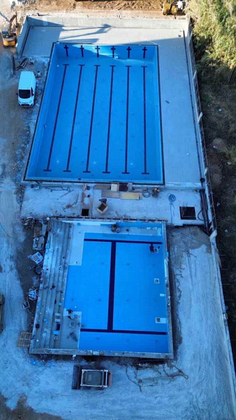 Στιγμιότυπα από drone από τις νέες πισίνες που κατασκευάζονται στο κολυμβητήριο Χανίων