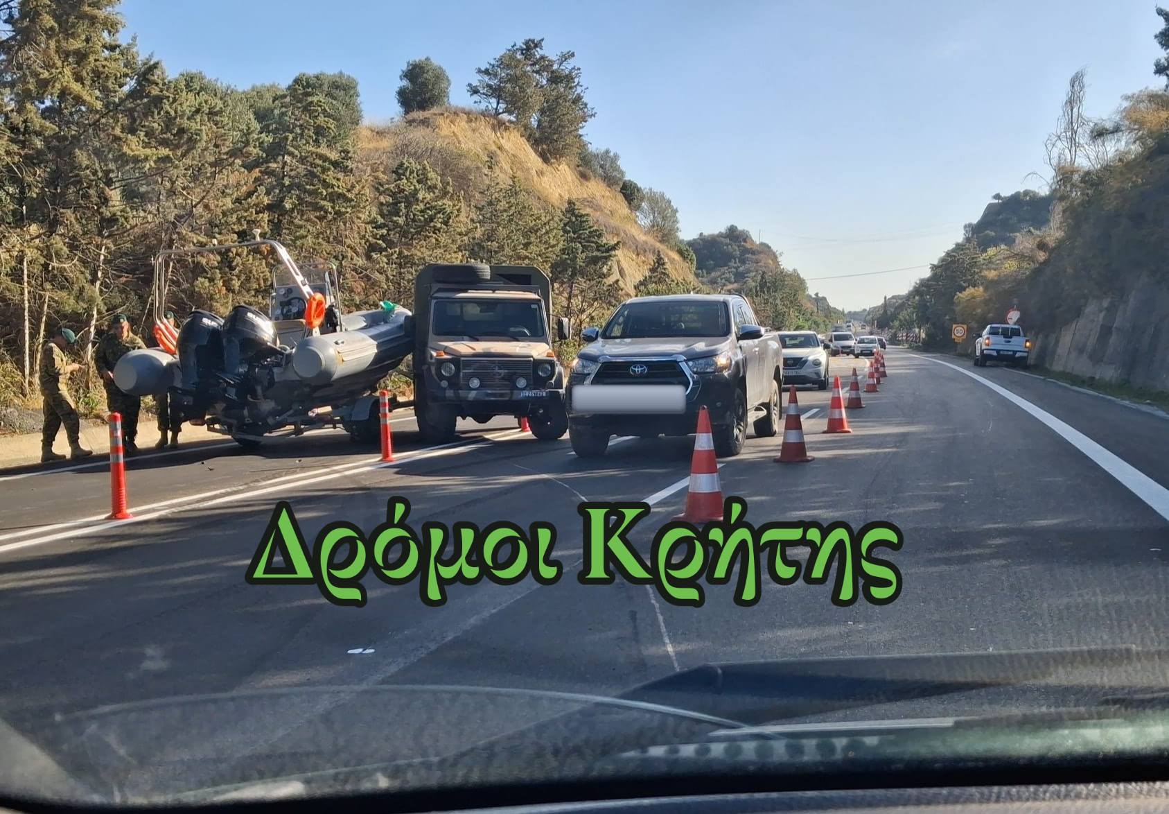 Χανιά: Τροχαίο με τζιπ του στρατού – Φωτογραφίες