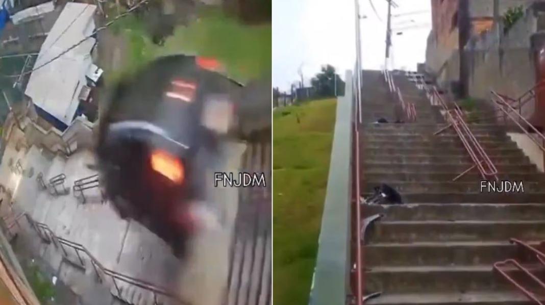 Βίντεο – σοκ από τροχαίο: Αυτοκίνητο εκτοξεύτηκε στον αέρα και κατρακύλησε σε σκαλοπάτια