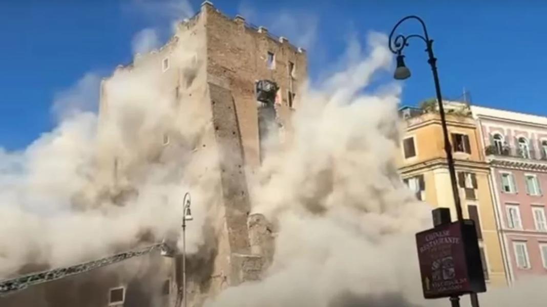 Μερική κατάρρευση πύργου κοντά στο Κολοσσαίο στην καρδιά της Ρώμης – Τουλάχιστον τρεις τραυματίες