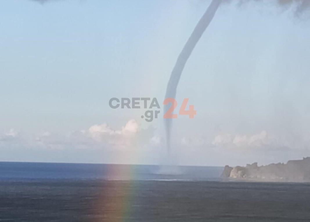 Βίντεο και φωτογραφίες: Εντυπωσιακός υδροστρόβιλος και ουράνιο τόξο στο νότο της Κρήτης!