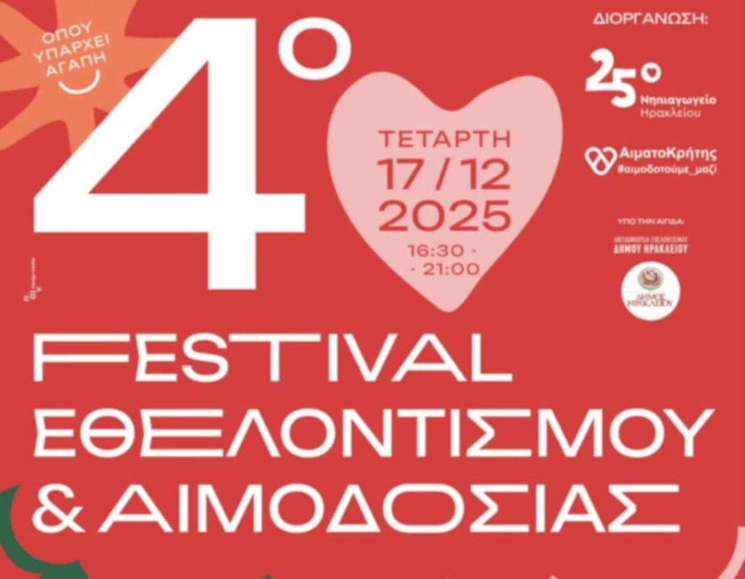 Στο 25ο Νηπιαγωγείο Ηρακλείου το 4ο Φεστιβάλ Εθελοντισμού & Αιμοδοσίας