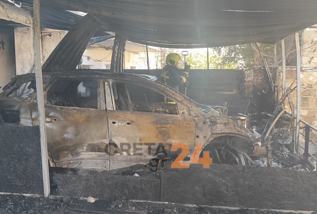 Eικόνες καταστροφής από πυρκαγιά σε πάρκινγκ στα Χανιά – Ζημιές σε διαμερίσματα, κάηκαν οχήματα