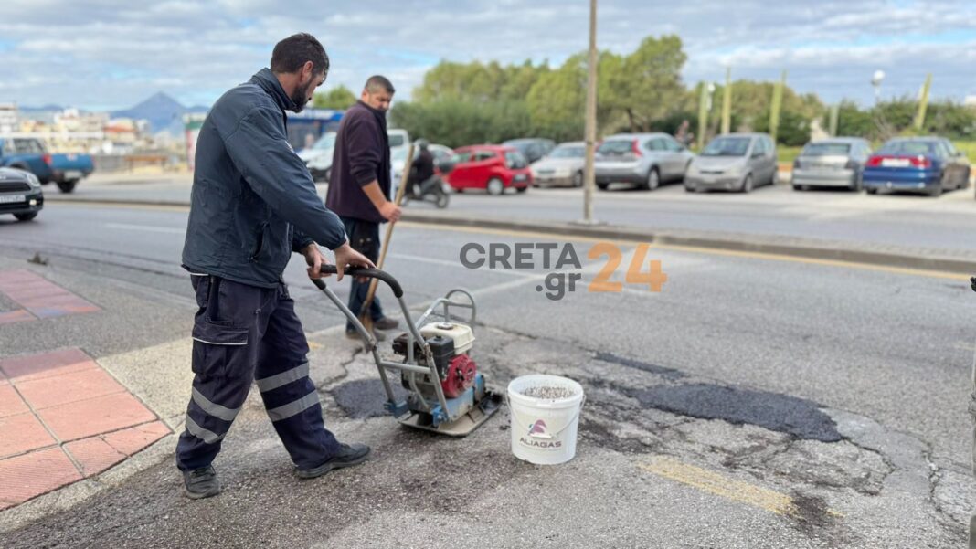 Ηράκλειο: Ο Δήμος κλείνει τις λακκούβες πριν τον εργολάβο