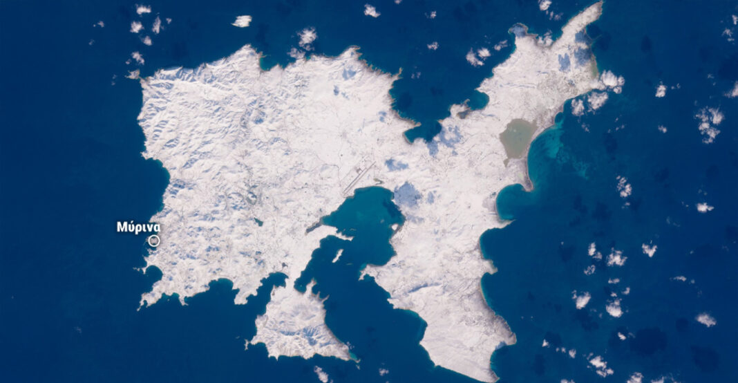 Η πάλλευκη Λήμνος από το Διάστημα!